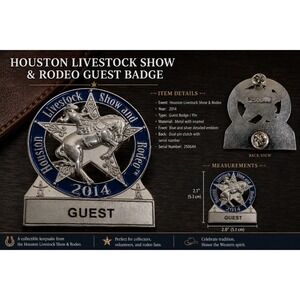 Houston Livestock Show and Rodeo 2014 Guest Pin Badge Silver Blue Enamel 250644